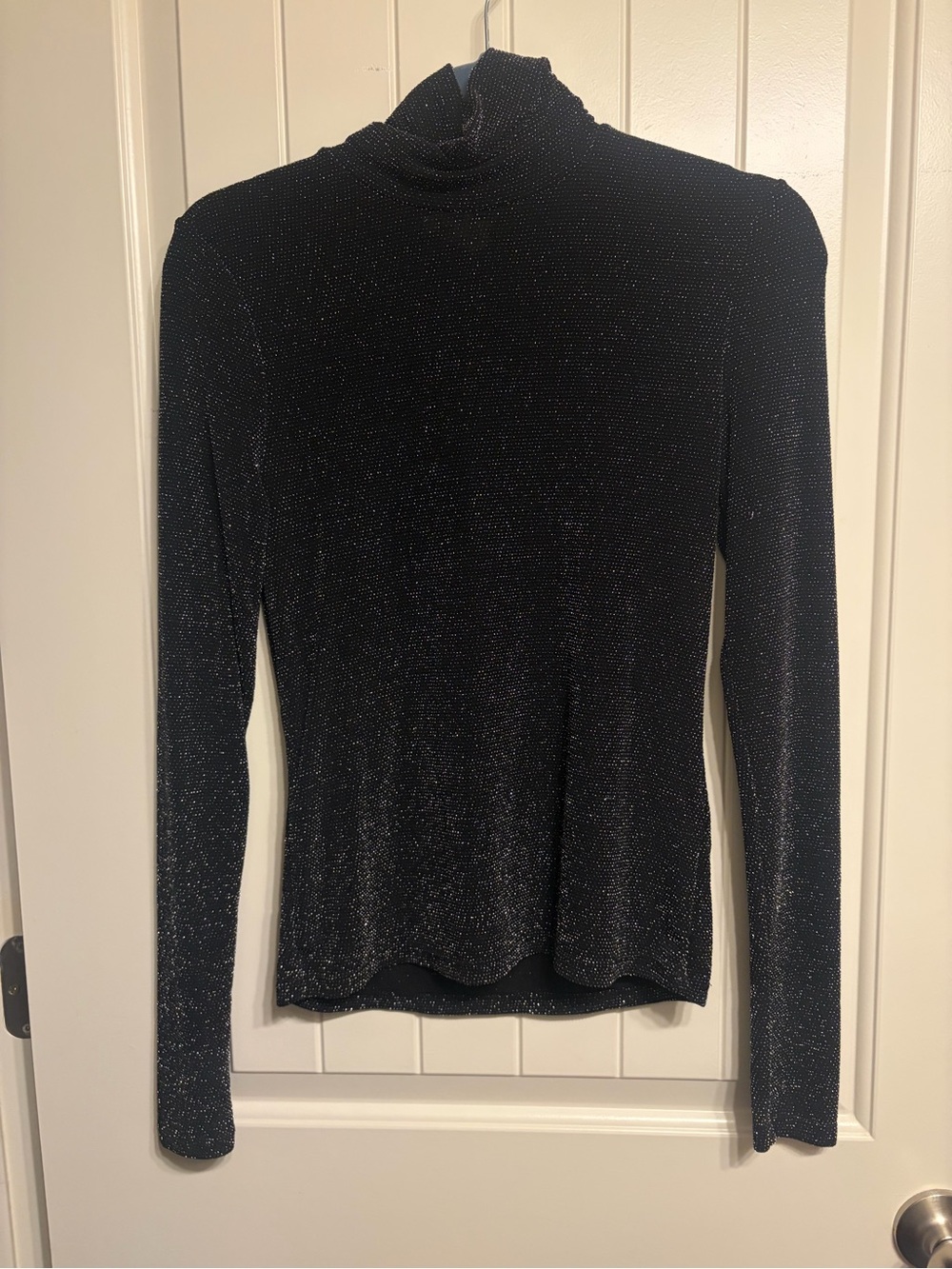 H&M Black Sparkle Long-Sleeve Turtleneck Top